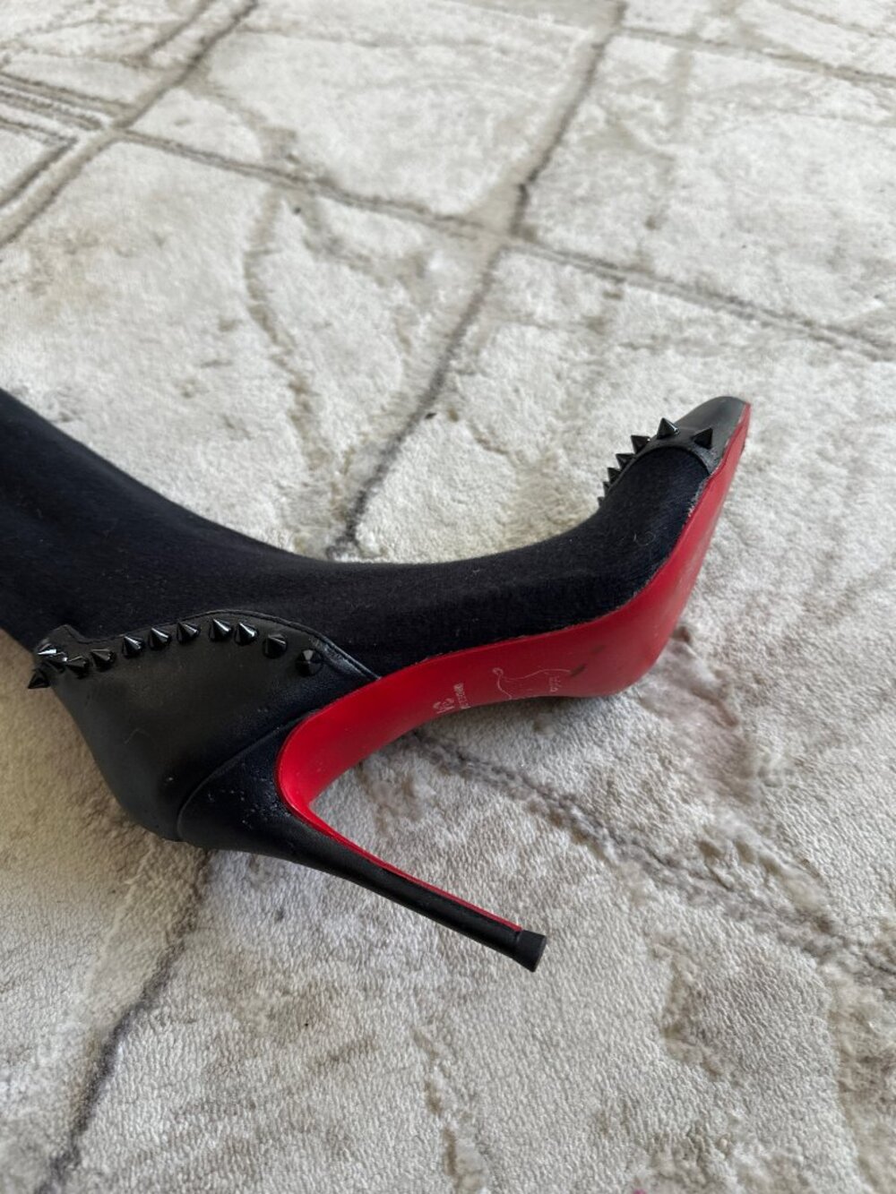 Christian Louboutin Over-the-Knee Spike Sock Boots  Black